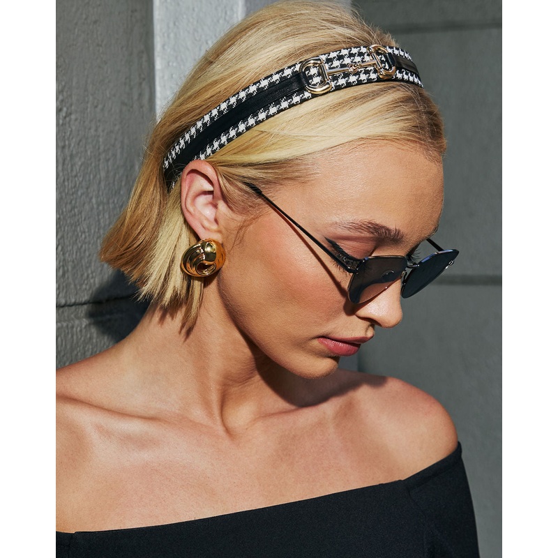 Dorthey Houndstooth Headband Black/White O/S