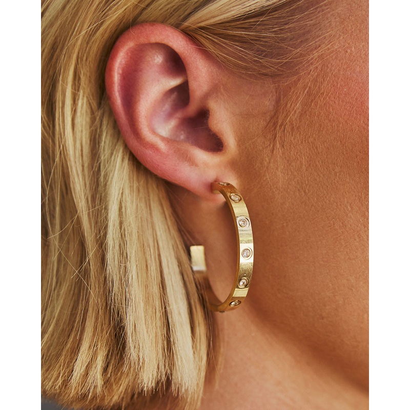 Endless Love Rhinestone Studded Hoops Gold O/S