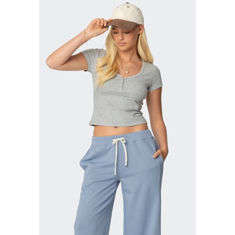 Katerina Henley T Shirt GRAY MELANGE XS