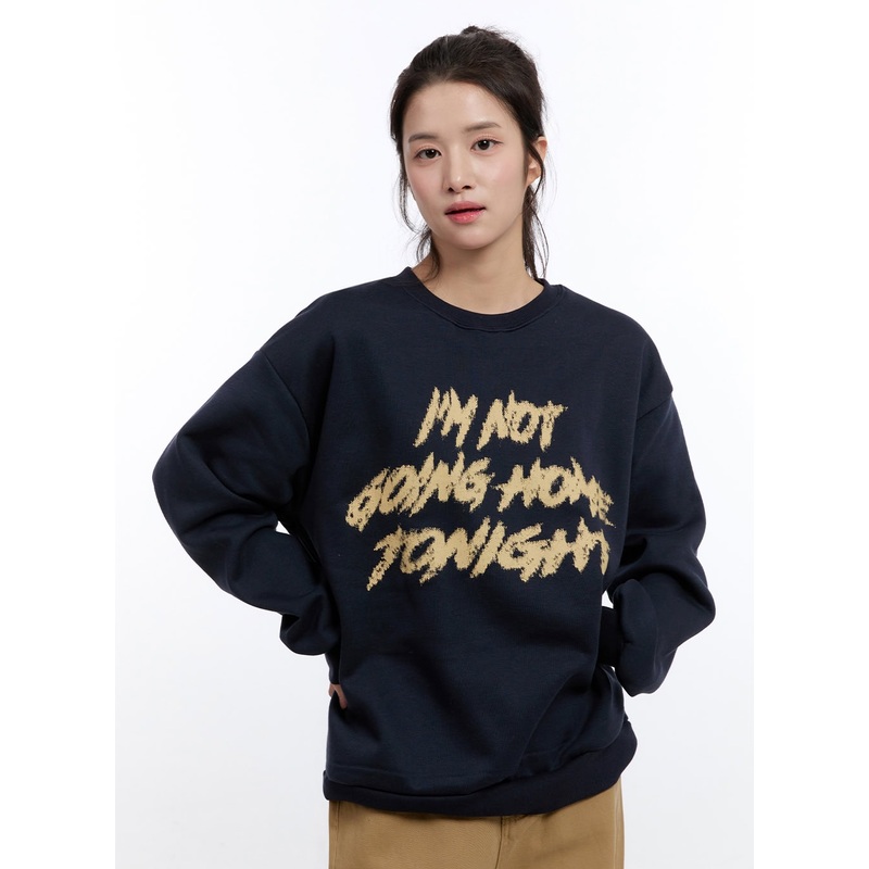 Oversized Crew Neck Sweatshirt ON418 Dark blue S/M