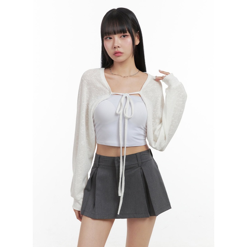 Strap Bolero Knit Cardigan OS409 White S/M