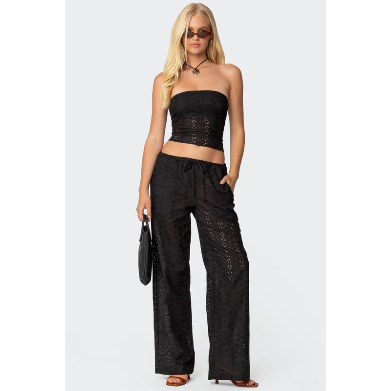 Lemon Lacey Cotton Pants BLACK XS