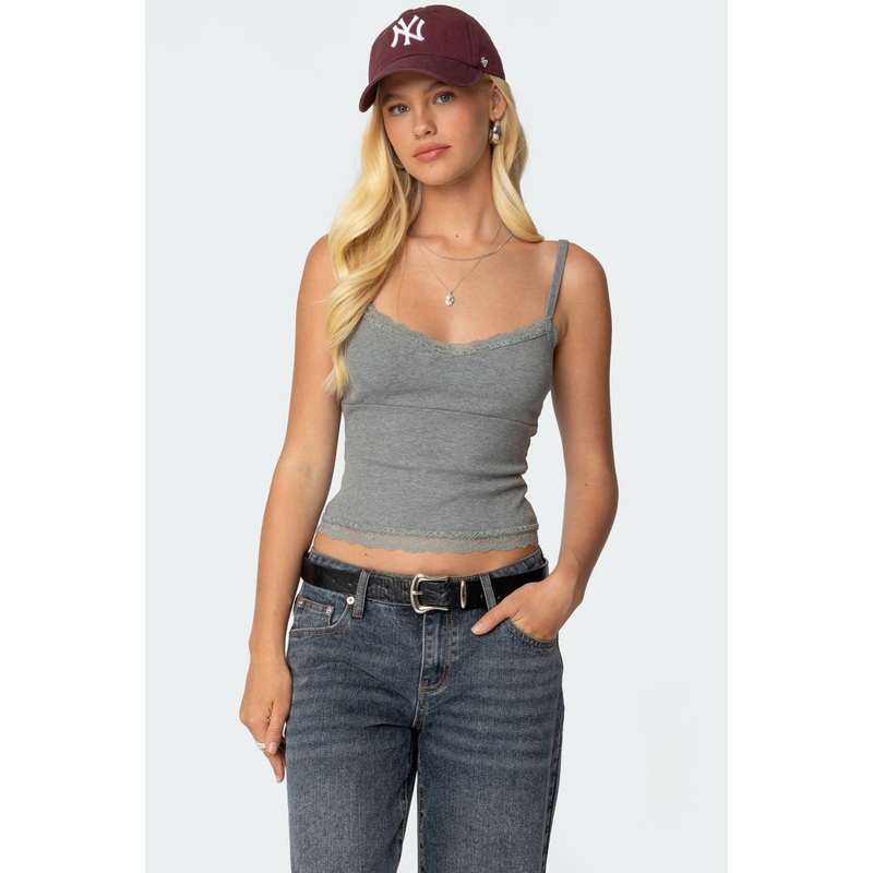 Mireille Lacey Tank Top GRAY XS