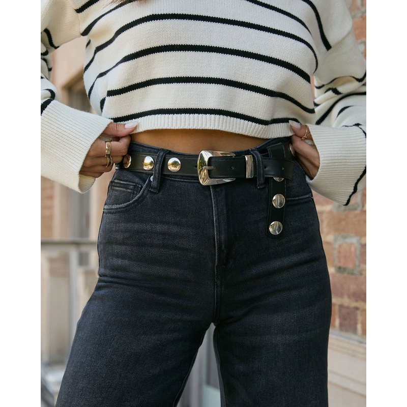 Cartago Studded Skinny Belt Black O/S