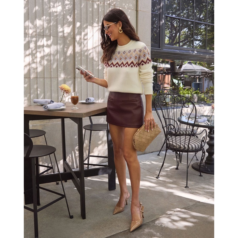 Lets Move Leather Mini Skort Deep Red XS