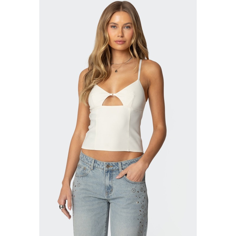 Liana Cut Out Tank Top CREAM XS