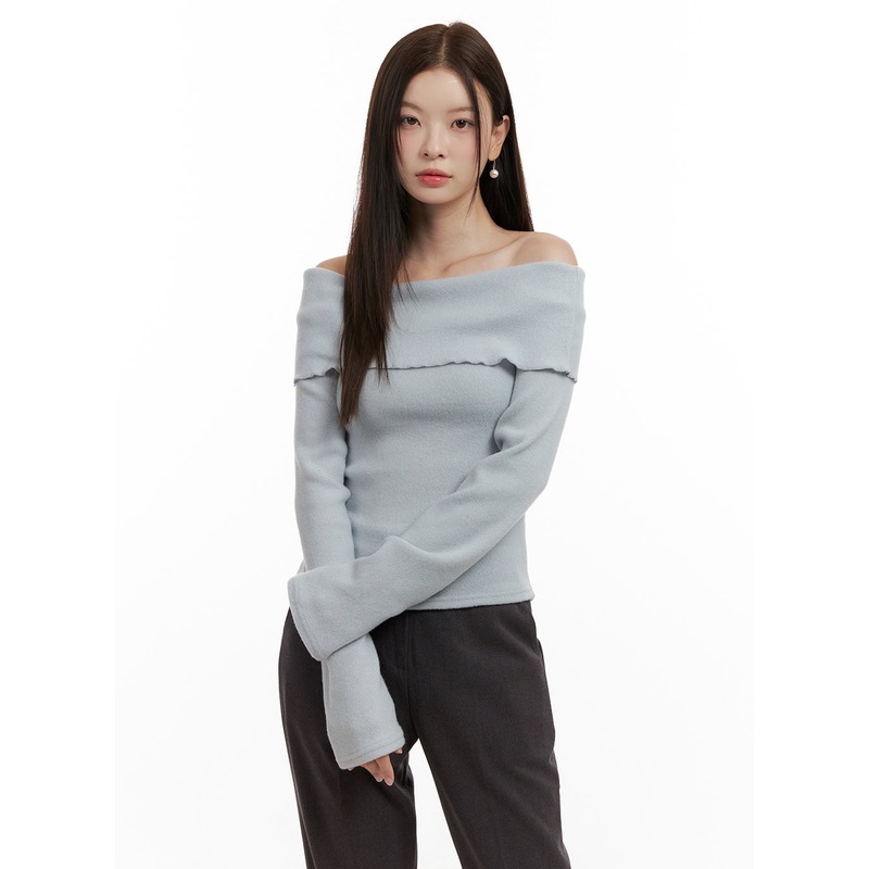 Soft Touch Off-Shoulder Top ON422 Light blue S/M
