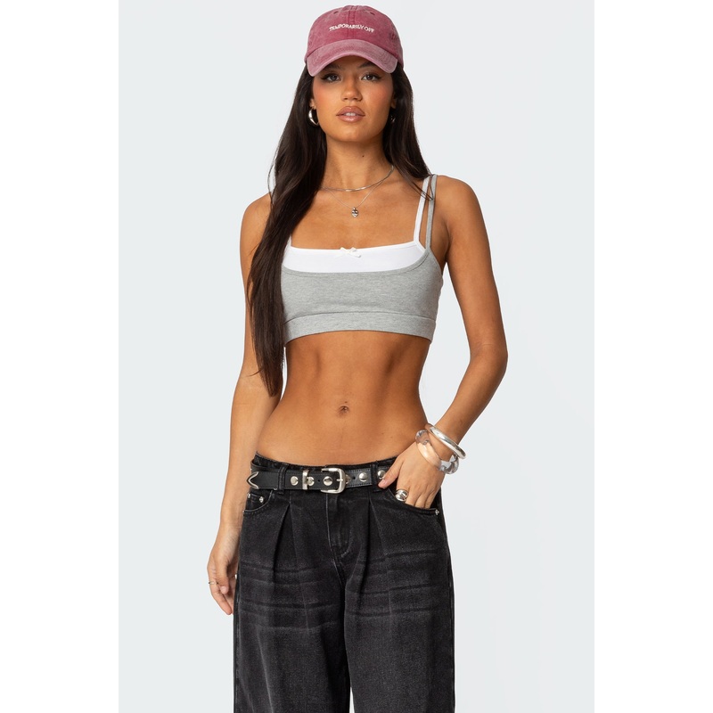 Gracie Layered Bra Top GRAY MELANGE XS