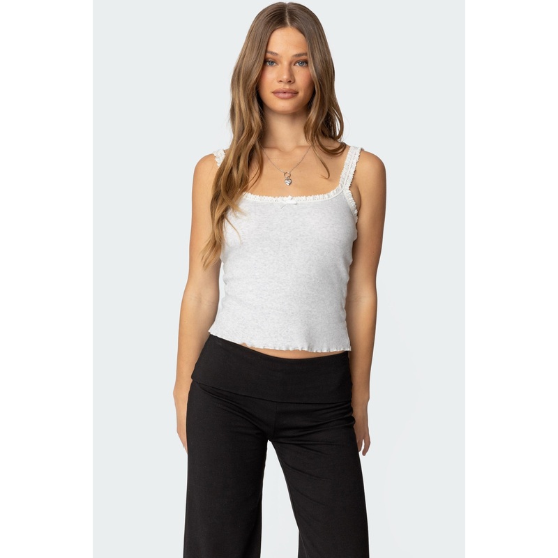 Teagan Ribbed Tank Top GRAY MELANGE XS