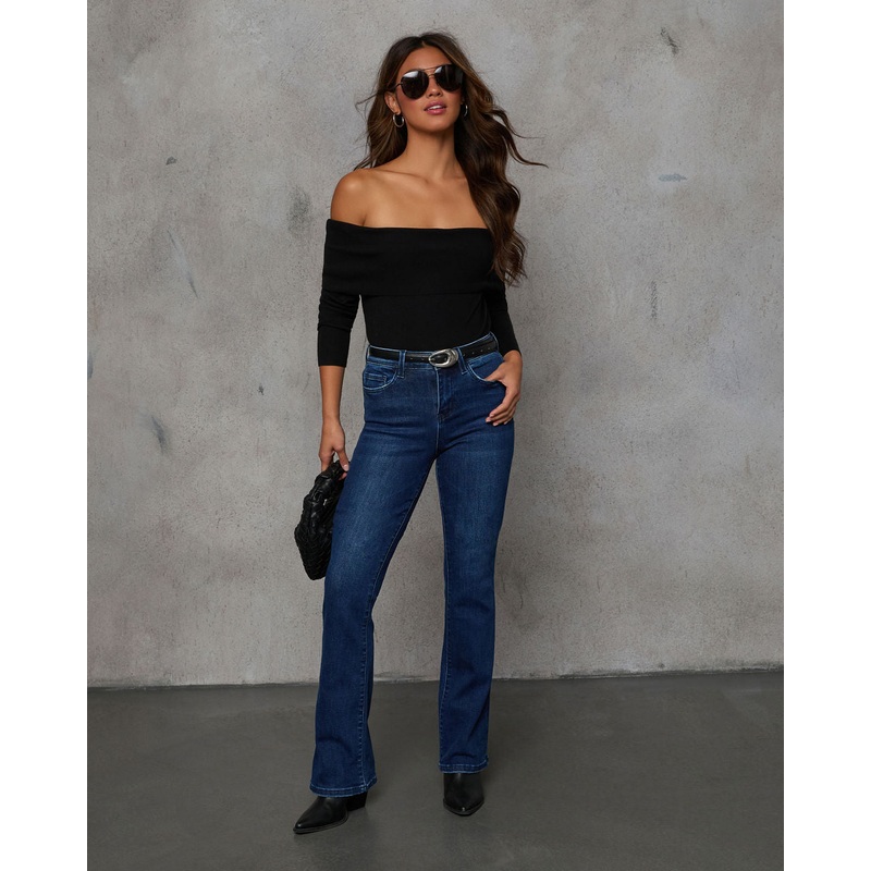 Dorina Super Stretch High Rise Flare Jeans Dark Wash 24