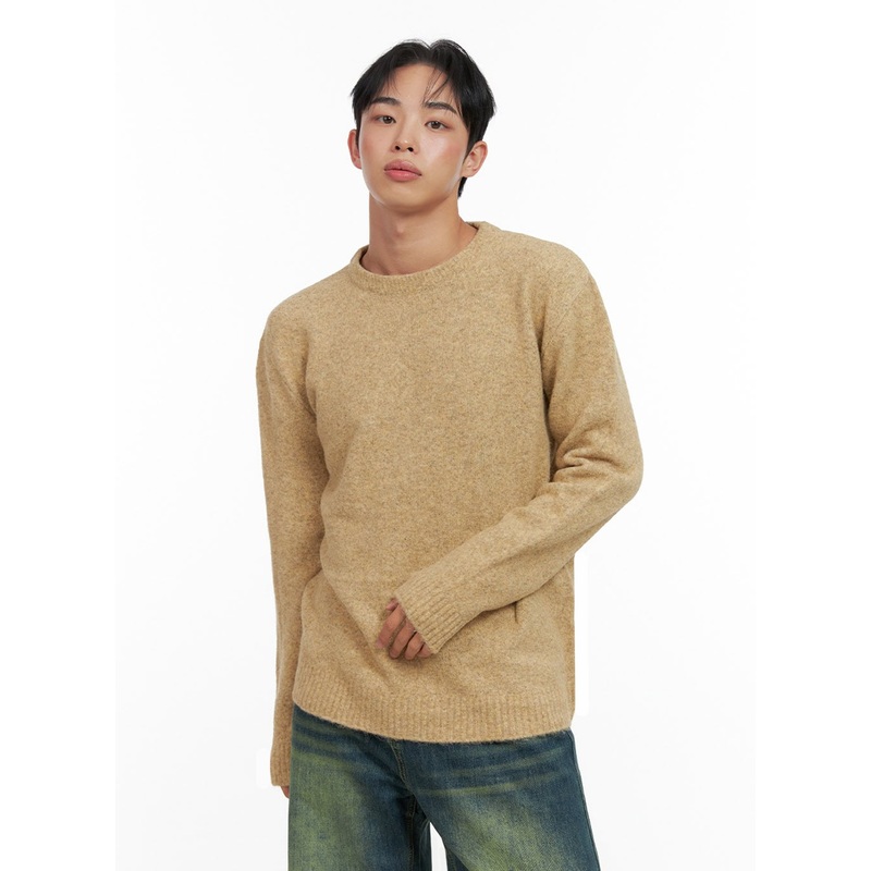 Men’s Classic Round Neck Sweater IN426 Beige M/L