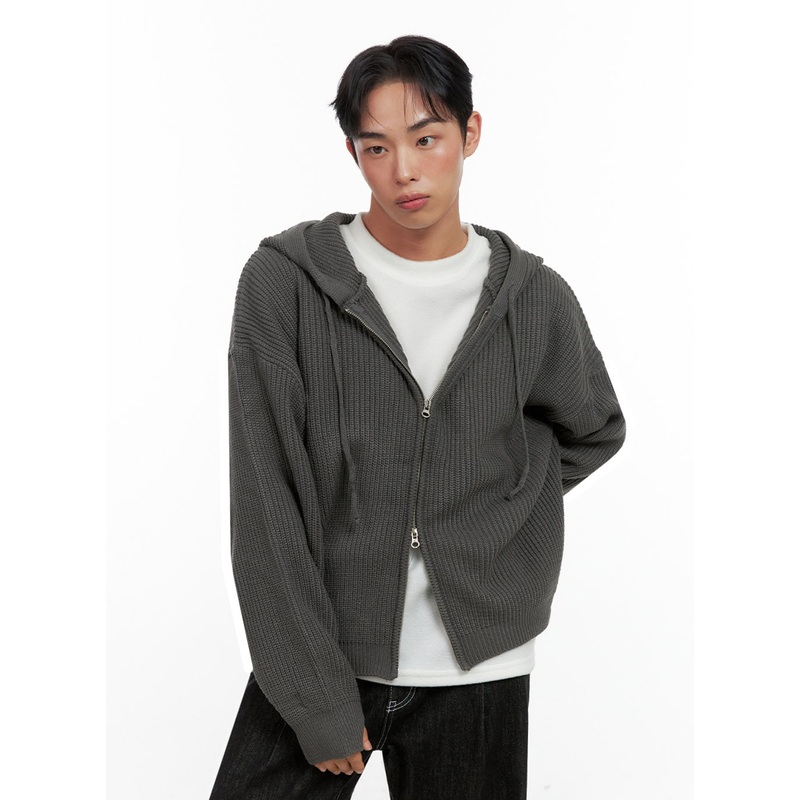 Men’s Double-Zip Hooded Sweater IN426 Dark gray M/L