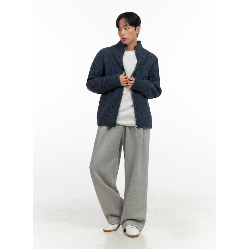 Men’s Pintuck Wide-Leg Sweatpants IN426 Gray L