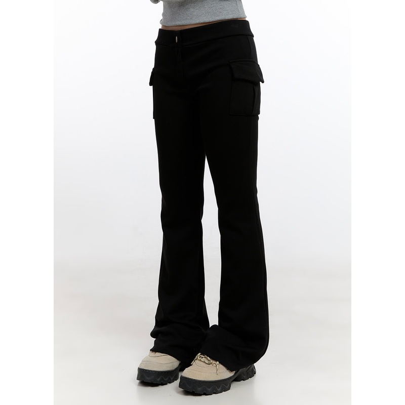 Slim Fit Low Waist Cargo Pocketed Pants CN425 Black S
