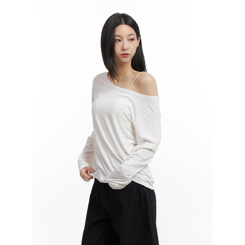 Loose-Fit Unbalanced Top CN426 White M/L