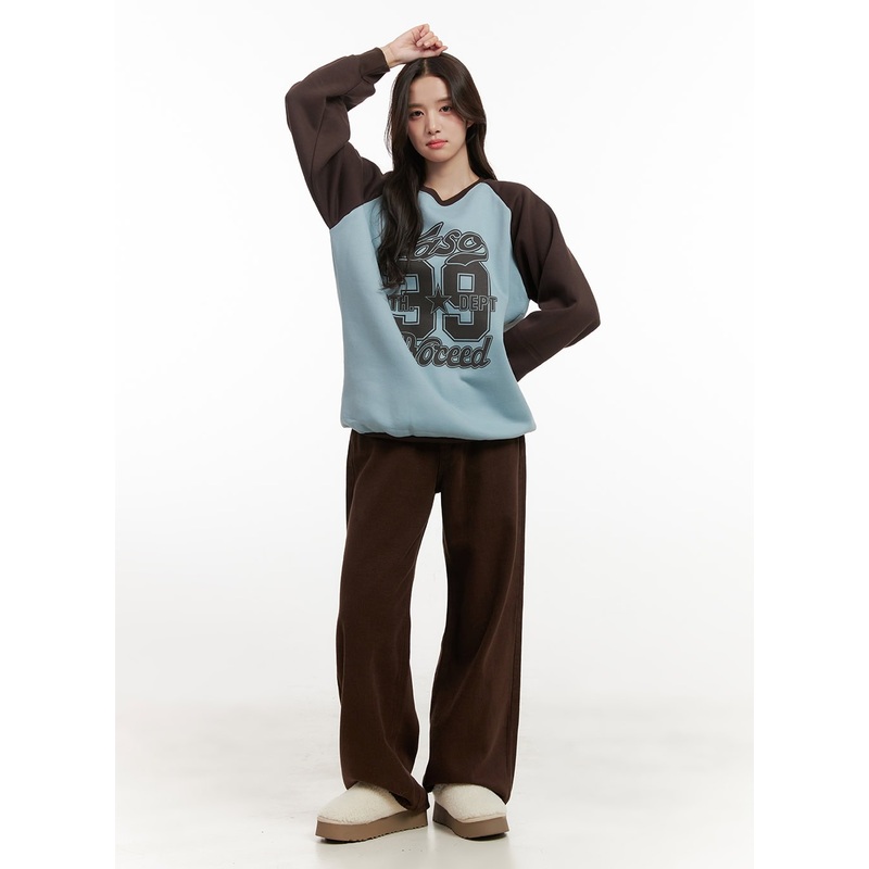 Cozy Cotton Wide-Leg Sweat Pants ON429 Brown S