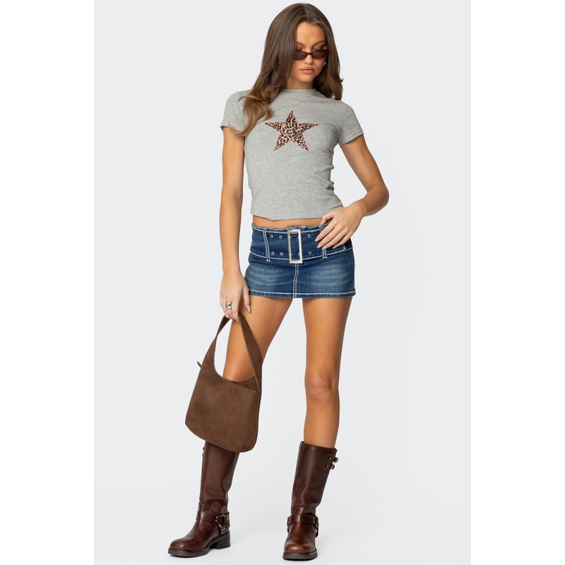 Payson Wide Belted Mini Skort BLUE WASHED XS