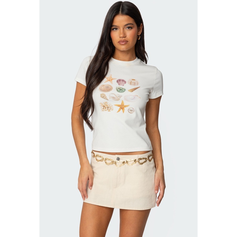 Seashells Graphic T Shirt WHITE XS