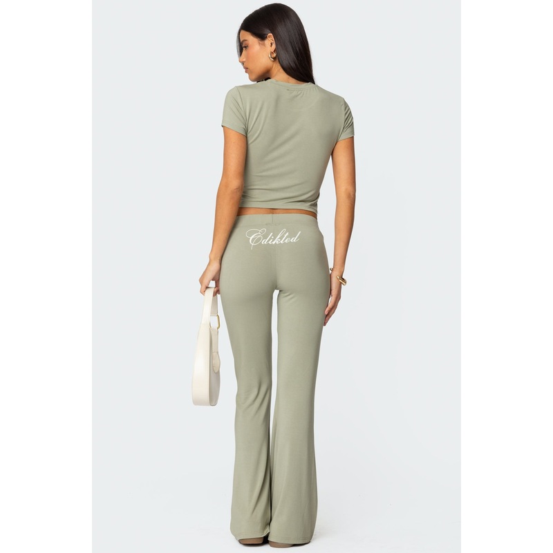 So Edikted Flared Pants OLIVE XS