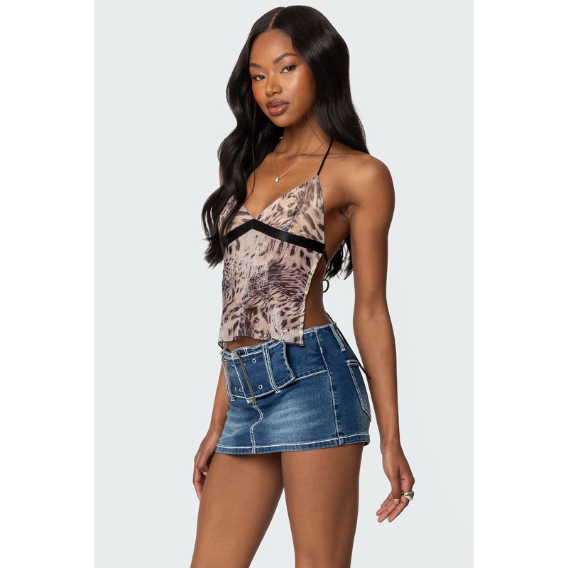 Ziena Leopard Printed Backless Top LEOPARD XS