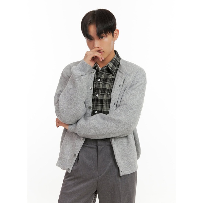 Men’s Comfy Buttoned Sweater ID406 Gray M