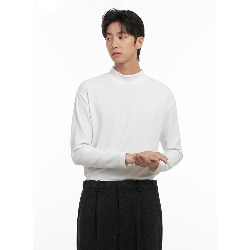 Men’s Mock Neck Sweater ID406 White M
