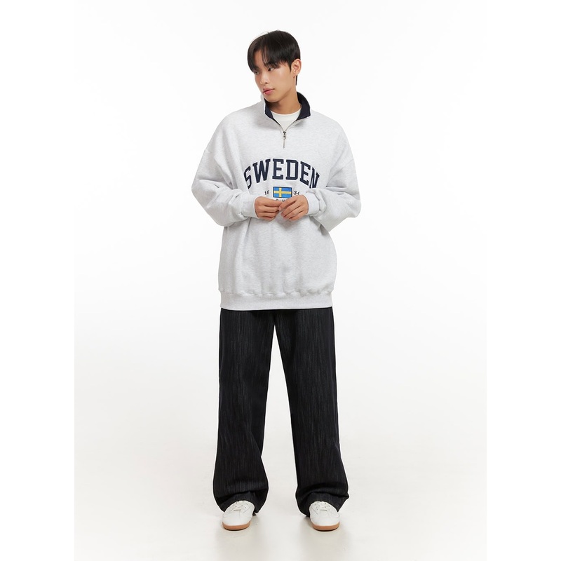 Men’s Washed Wide-Fit Denim Jeans ID406 Dark blue S