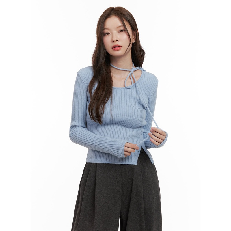 Slim Fit Long Sleeve Sweater OD403 Light blue S/M
