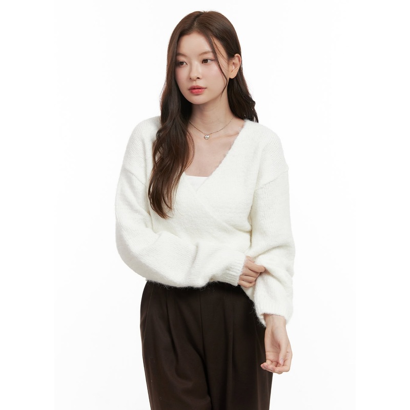 WrapMe Up V-Neck Sweater OD403 White S/M