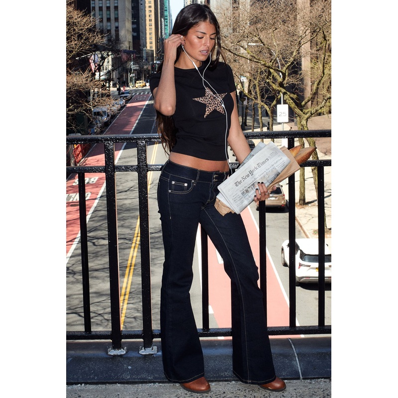 Tilda Low Rise Flared Jeans INDIGO BLUE RAW WASHED XS