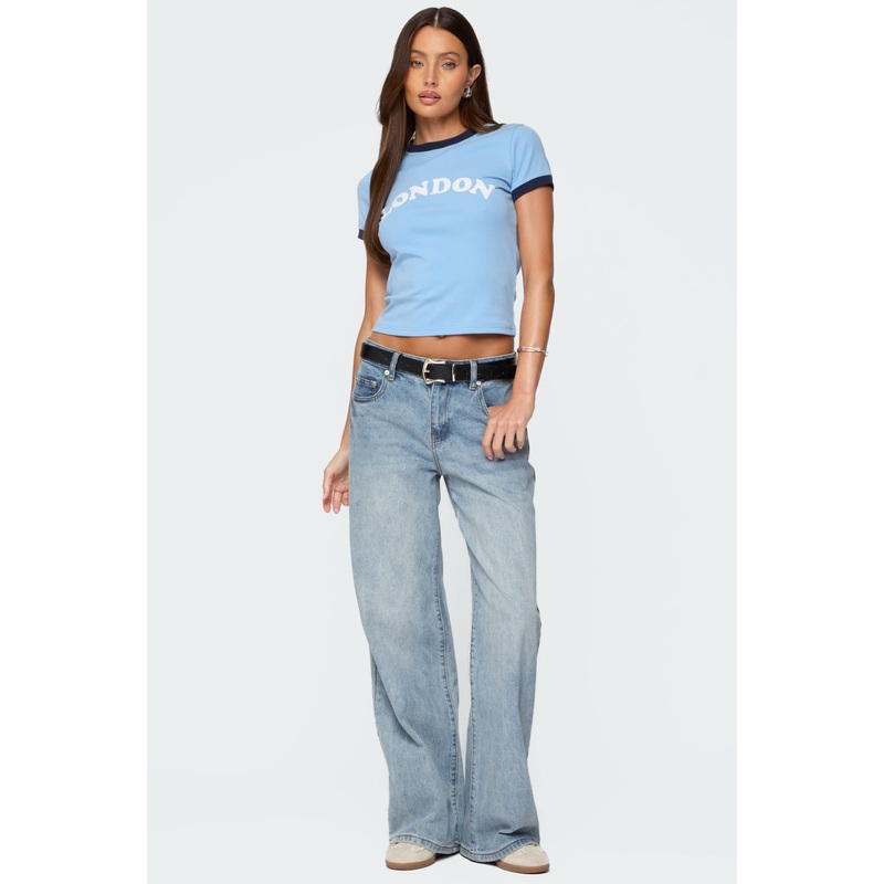 Ery Wide Leg Mid Rise Jeans LIGHT BLUE XS