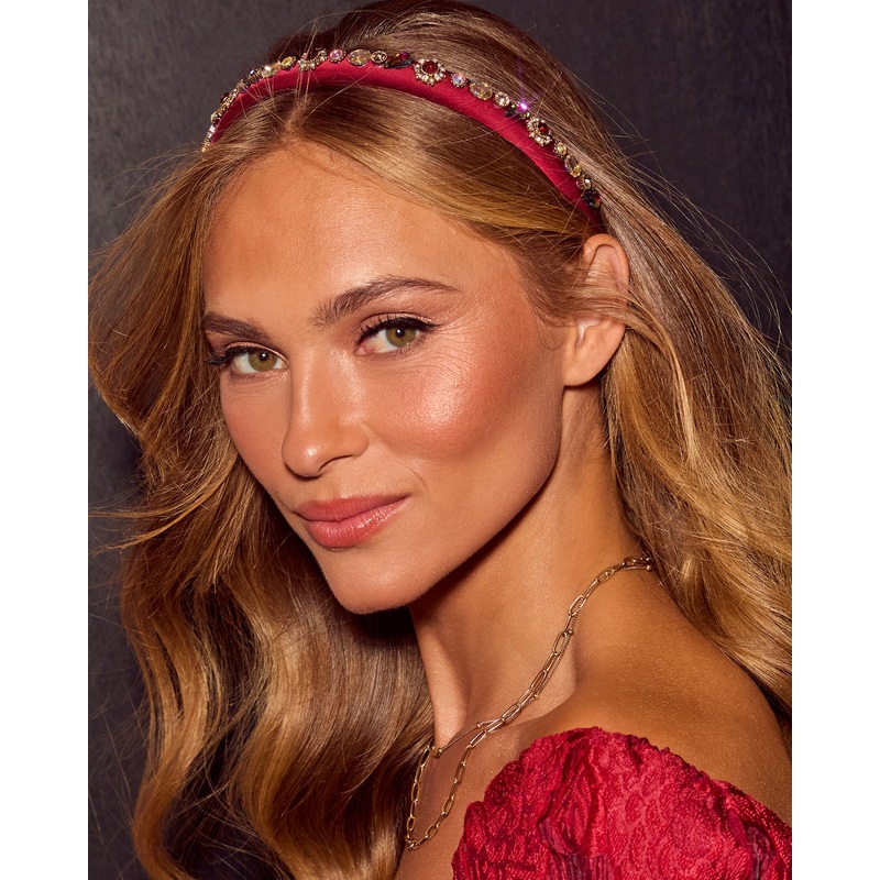 Finishing Touch Embellished Skinny Headband Red O/S