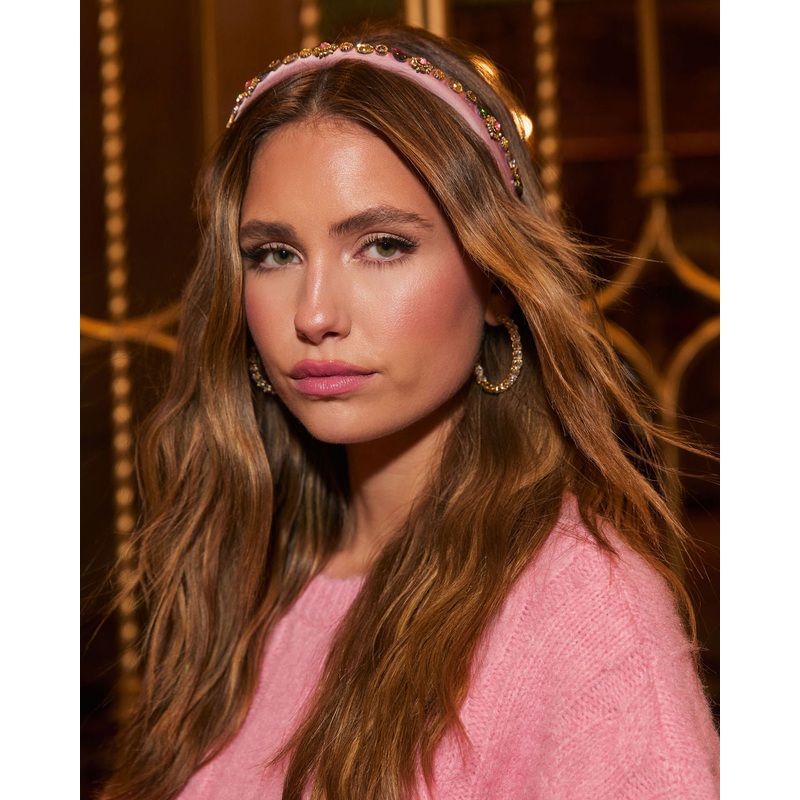 Clarasi Embellished Skinny Headband Light Pink O/S