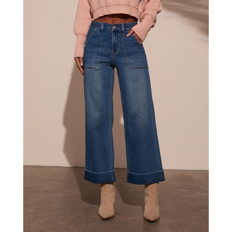 Decklan Super Stretch High Rise Wide Leg Jeans Medium Wash 24