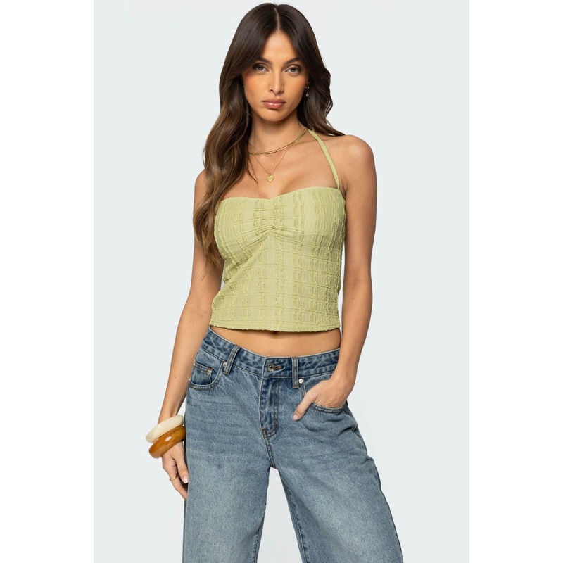 Galya Textured Halter Top SAGE XS