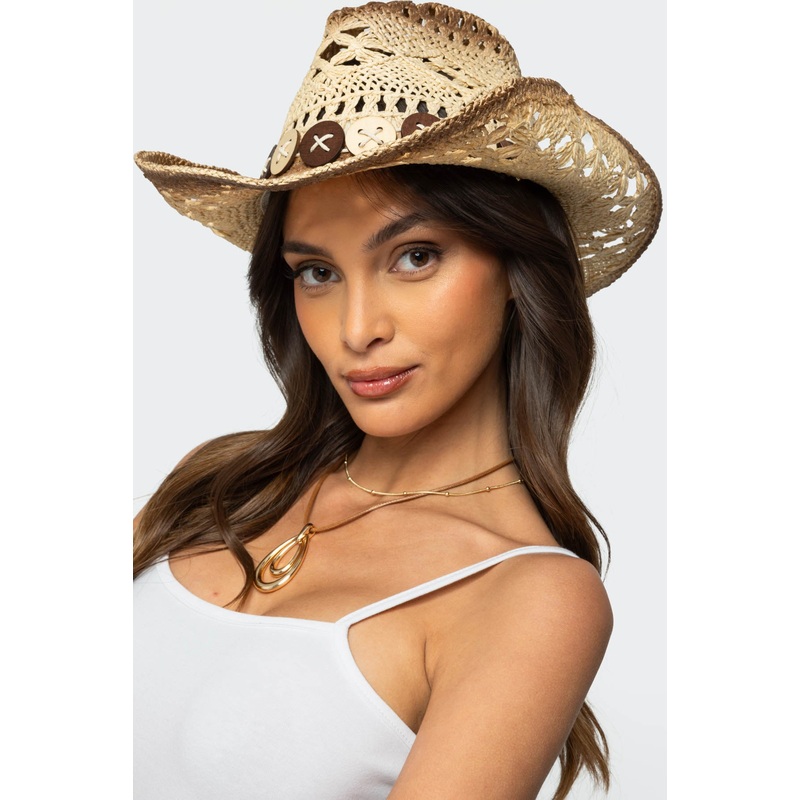 Howdy Straw Cowboy Hat BROWN OS