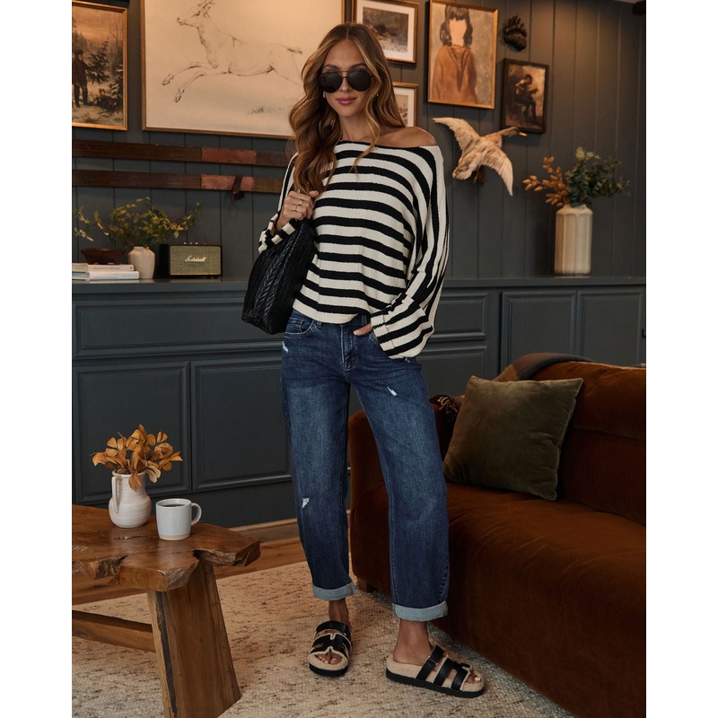 Tawnie Stretch Distressed Barrel Jeans Dark Wash 24