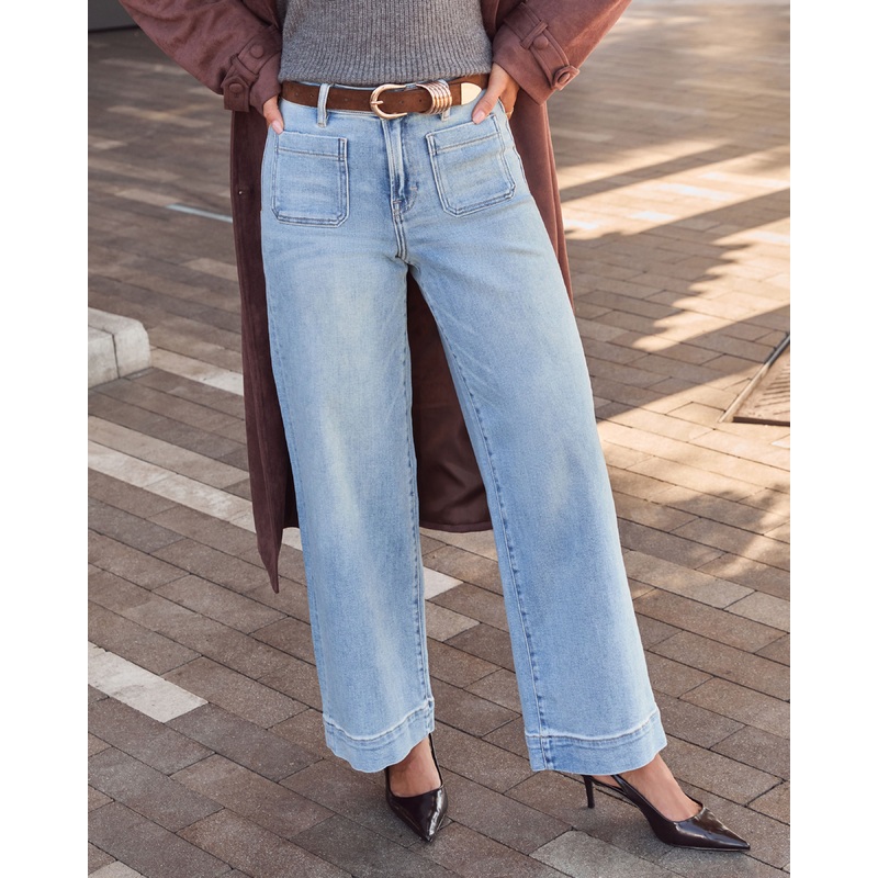 Found You Here Stretch High Rise Flare Jeans Light Wash 24