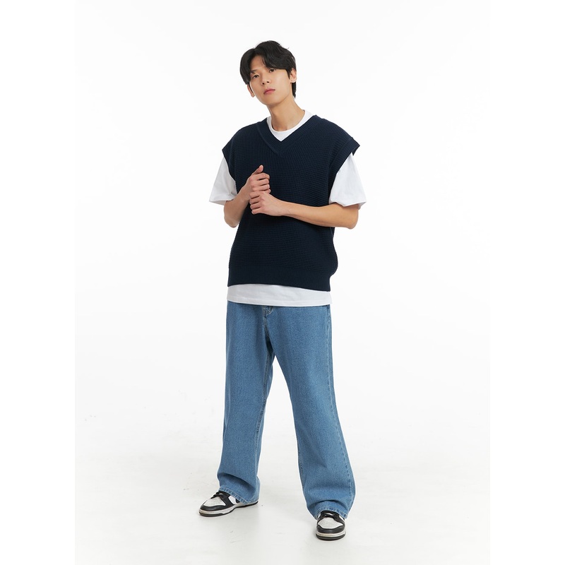 Men’s Solid Wide Fit Jeans IA401 Blue S