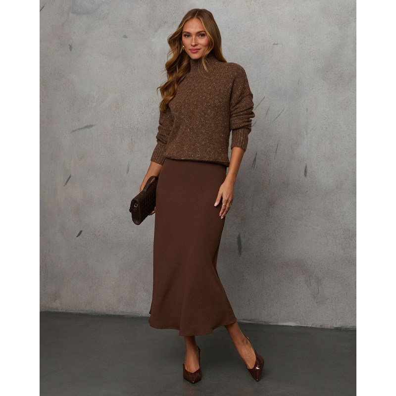 Here With You Midi Skirt Brown S