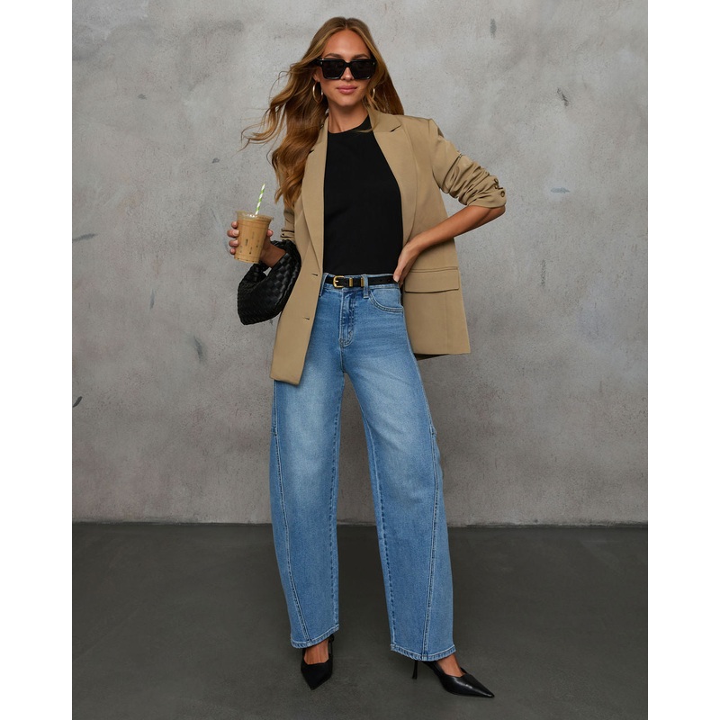 Launa Stretch High Rise Barrel Jeans Medium Wash 24