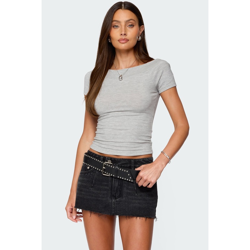 Becca Boat Neck Top LIGHT GRAY MELANGE XS