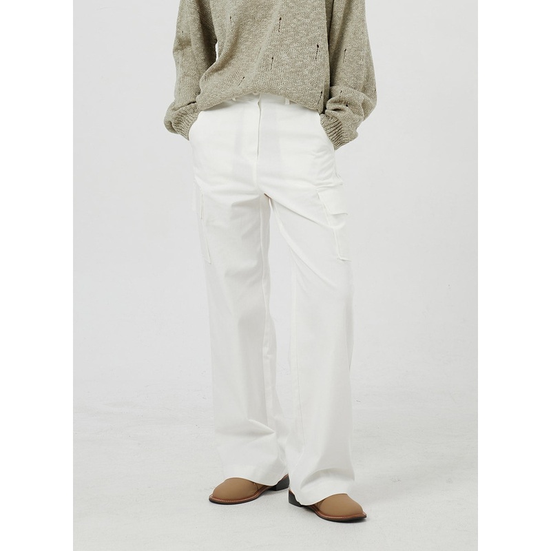 Cargo Cotton Pants OM302 White S