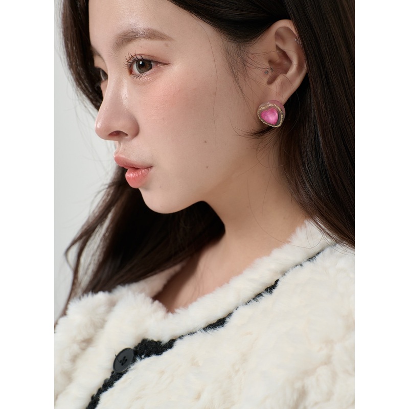 Heart Earrings BD08 Pink One Size
