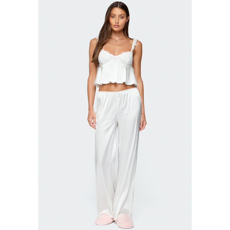 Izabella Satin Effect Pants WHITE XS