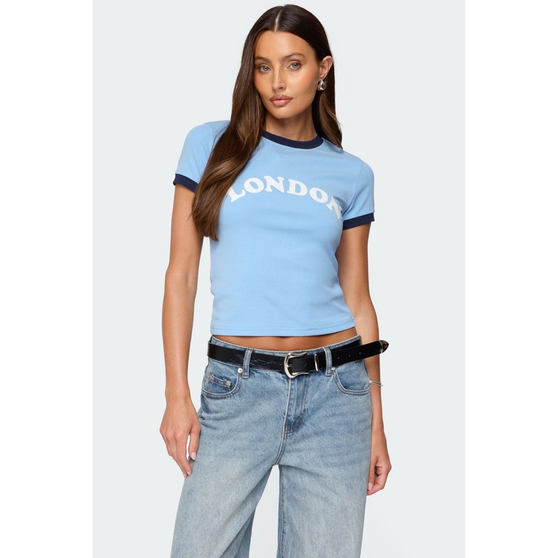 London Contrast T Shirt LIGHT BLUE XS