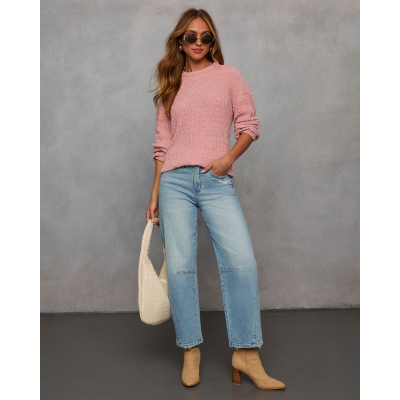 Aliya Cable Knit Sweater Soft Pink XS