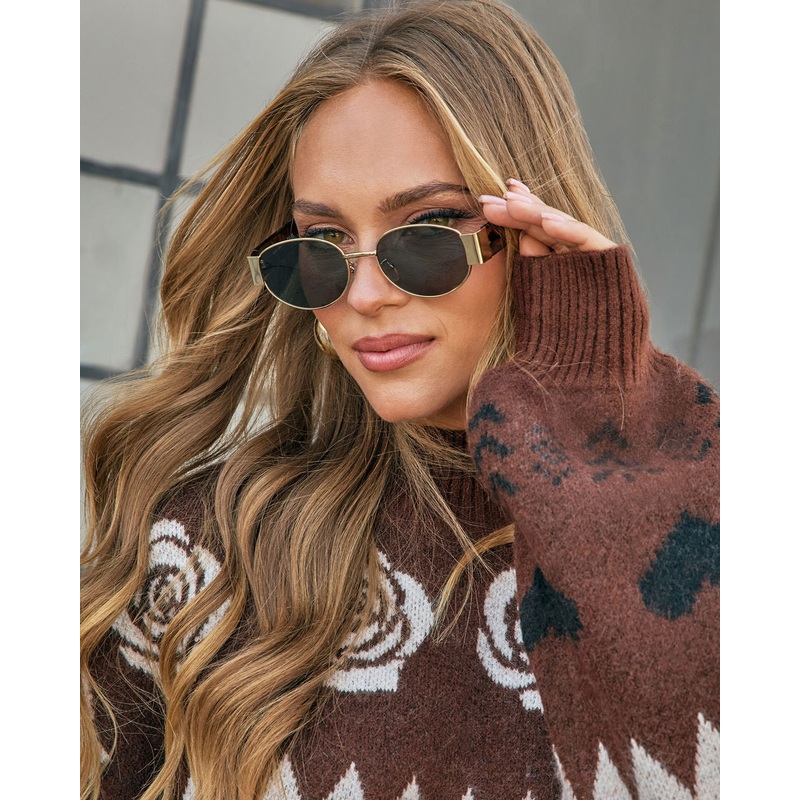 Alysin Round Frame Sunglasses Brown O/S