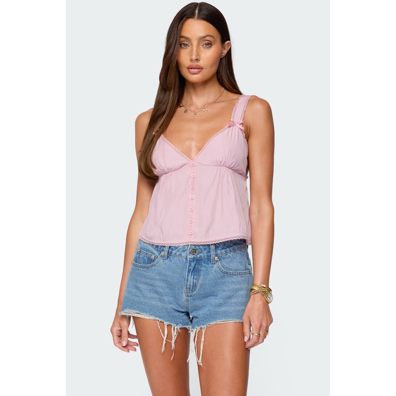 Andea Babydoll Tank Top PINK XS