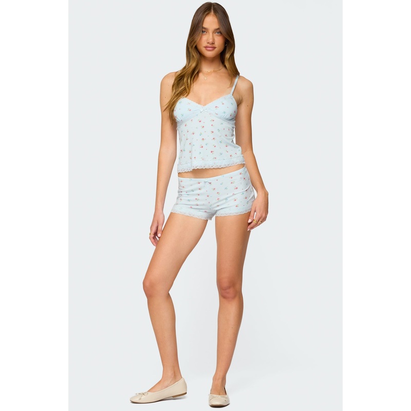 Aurea Lacey Floral Shorts LIGHT BLUE XS